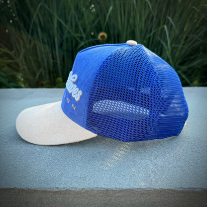 Blue/Cream Suede Trucker Hat