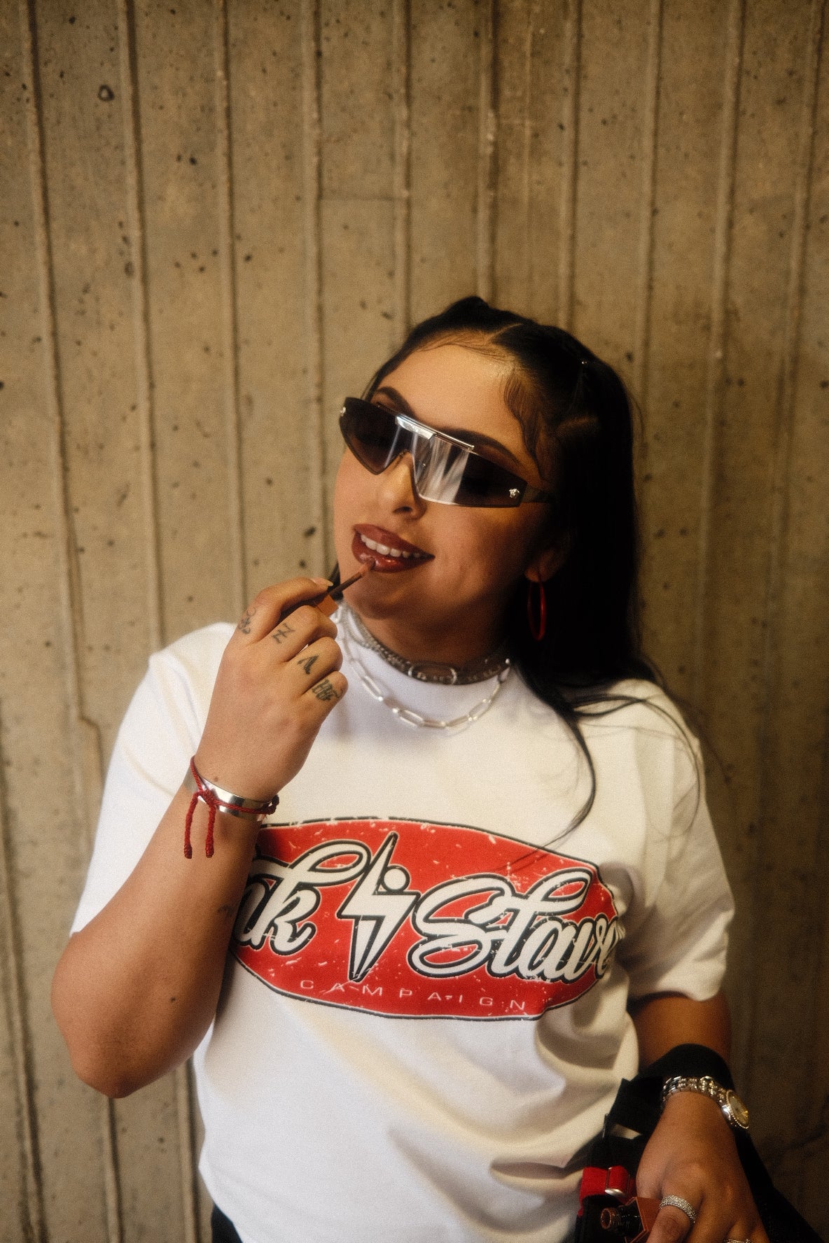 White/Red Script Logo T-Shirt