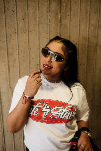 White/Red Script Logo T-Shirt