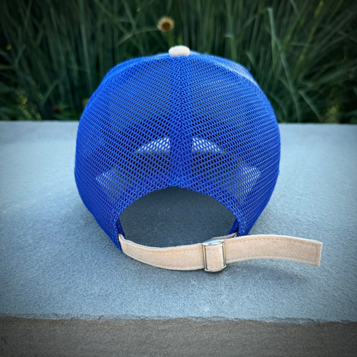 Blue/Cream Suede Trucker Hat