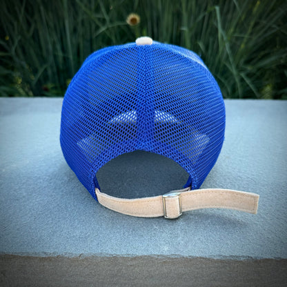 Blue/Cream Suede Trucker Hat