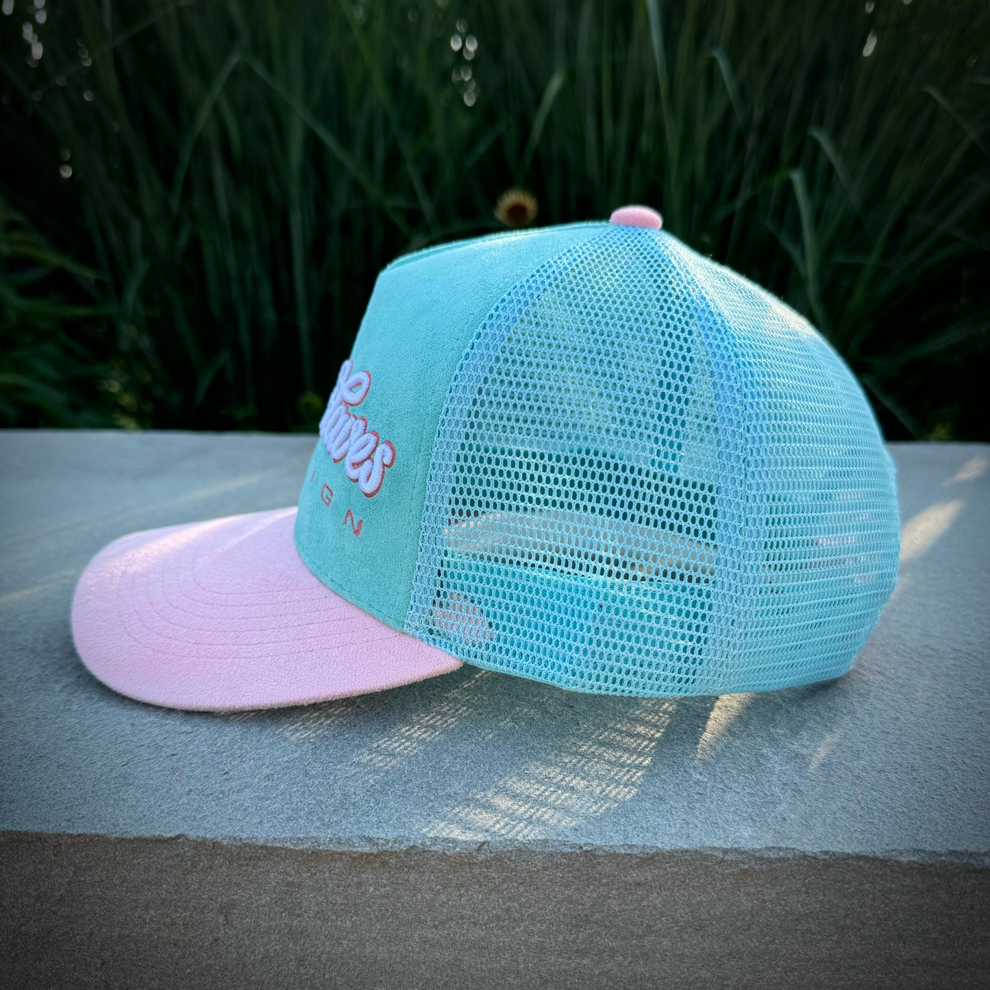 Cotton Candy Suede Trucker Hat